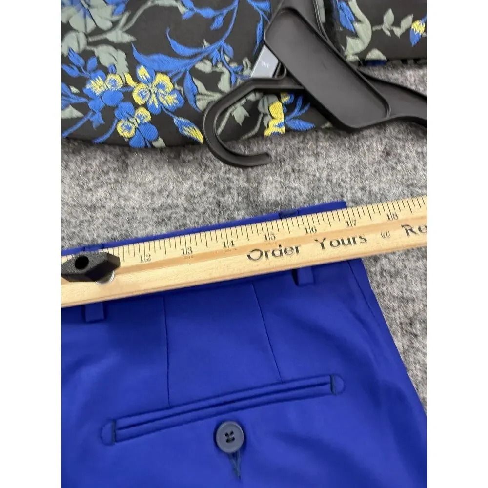 Pietro Scarlatti Mens Suit Tuxedo US 38 EU 48 Floral Blazer Vest Pants Blue T4